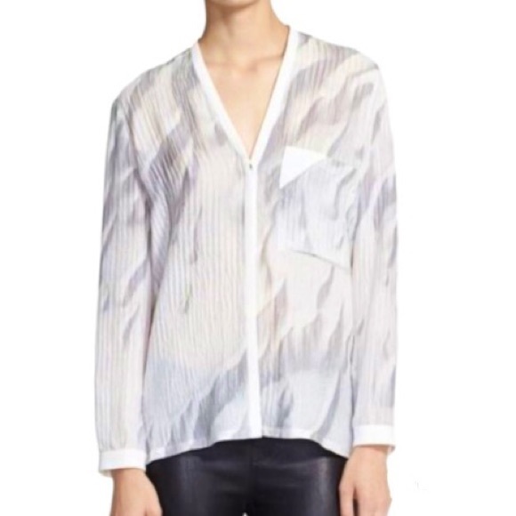 Helmut Lang Mars Print Silk Blouse Size P / XS / US 2 - Picture 2 of 12